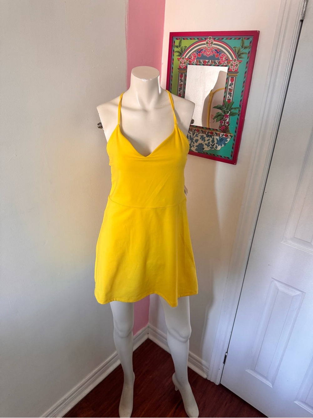 Spiritual Gangster Bright Yellow Halter Mini Active Wear Dress